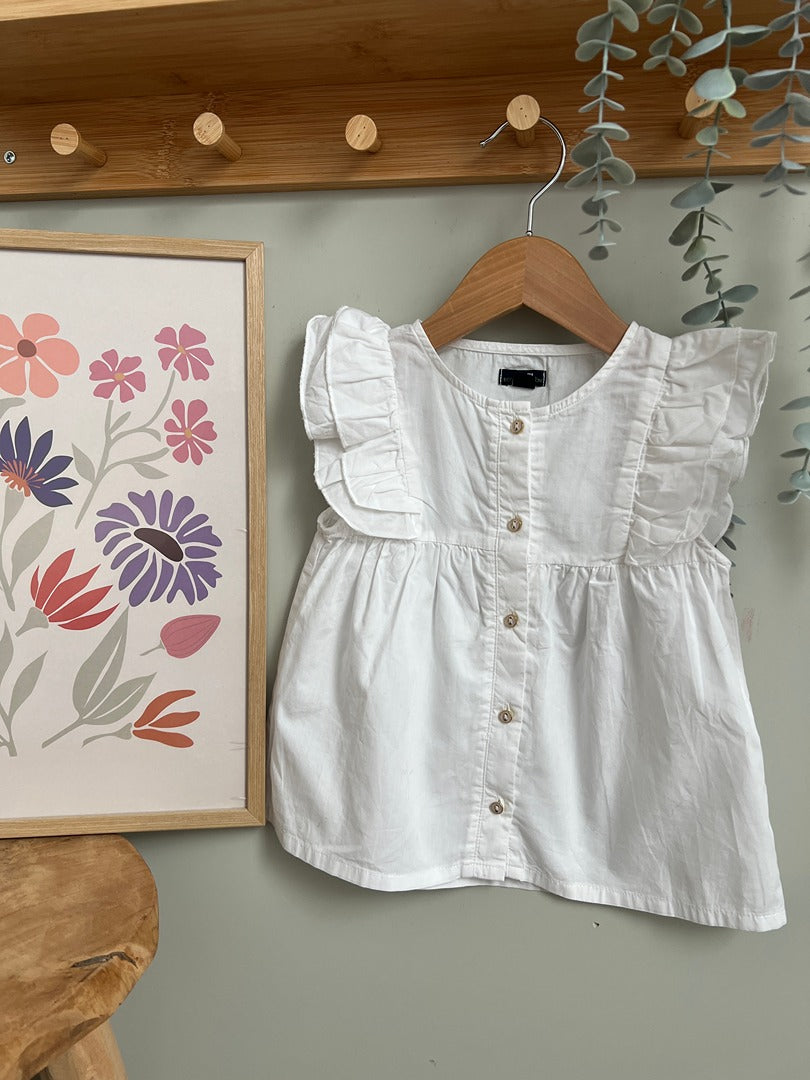 Top fille Kiabi - 18-24 mois / 86cm - Blanc - État : Excellent