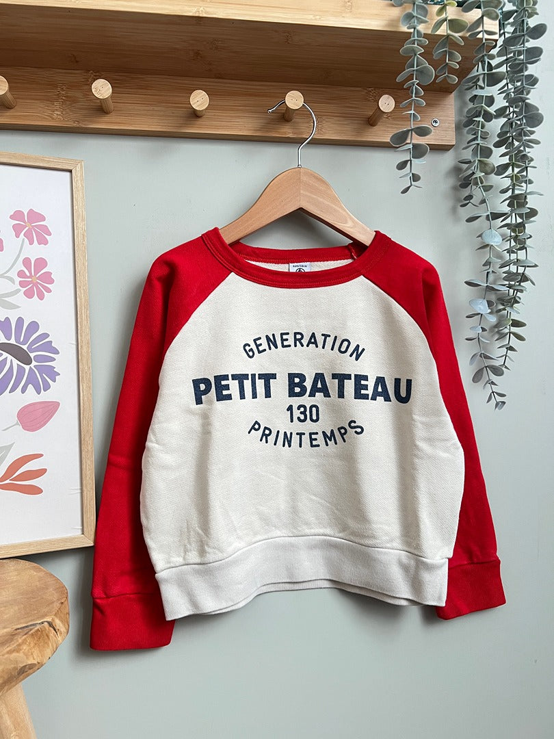 Sweat garçon Petit Bateau - 6 ans - Rouge & crème