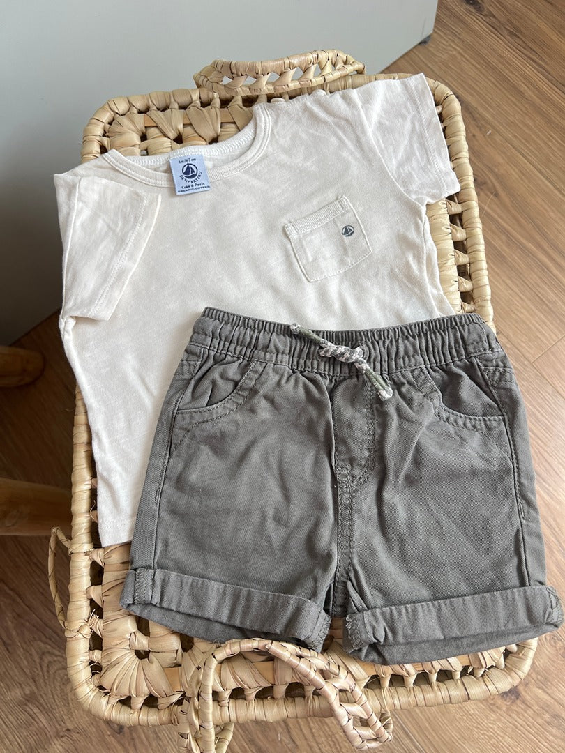 Ensemble bébé garçon Petit Bateau & Vertbaudet 6 mois été t-shirt manches courtes short