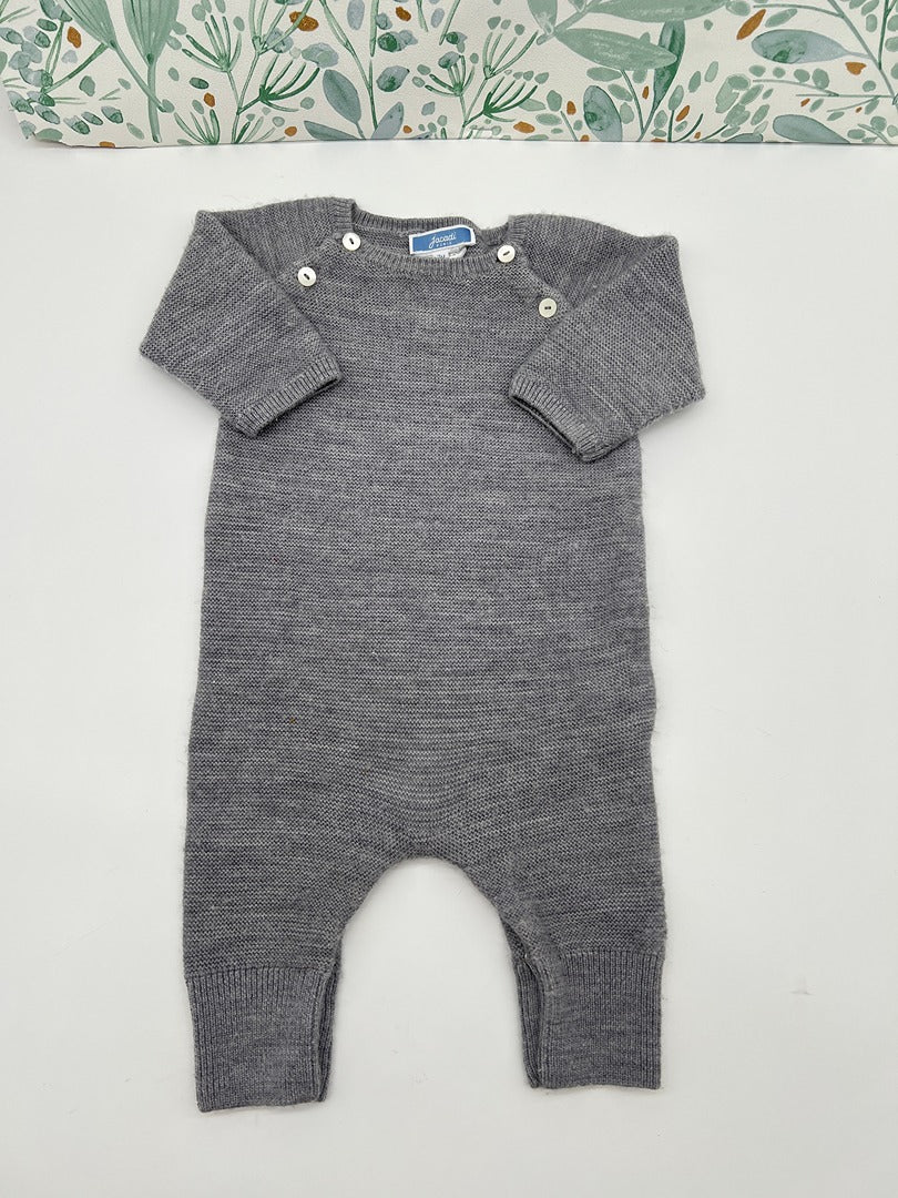 Combinaison en maille mixte Jacadi - 3 mois - Gris - Fille ou garçon