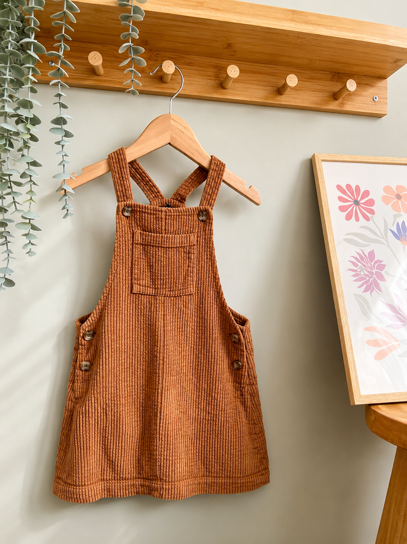 Robe salopette fille Kiabi 6 ans velours côtelé marron mi-saison