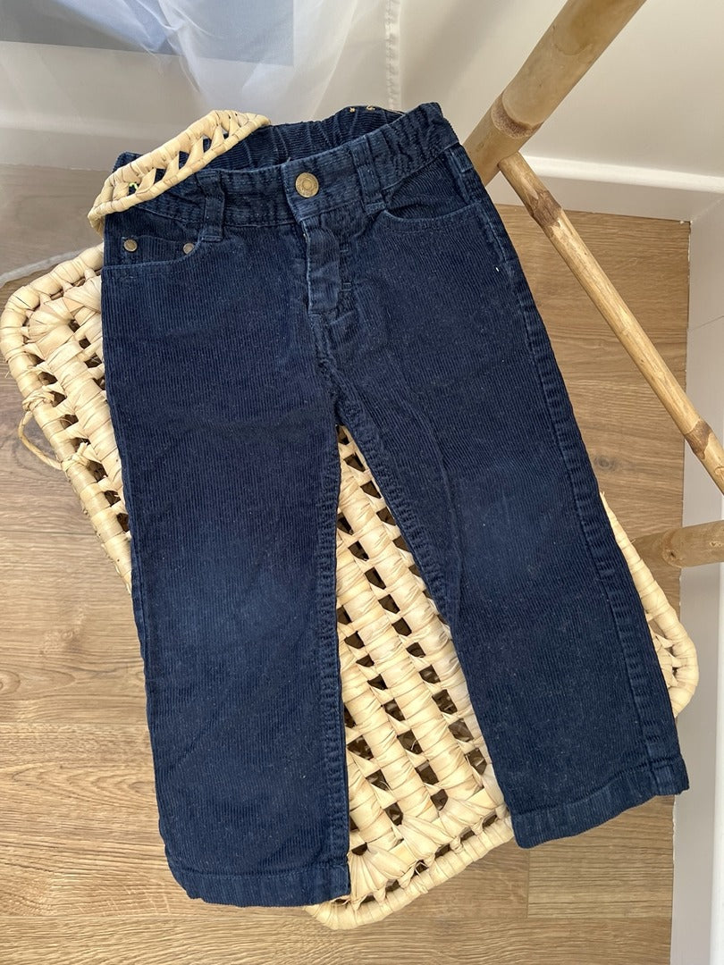 Pantalon velours côtelé garçon Sergent Major bleu marine 2 ans hiver