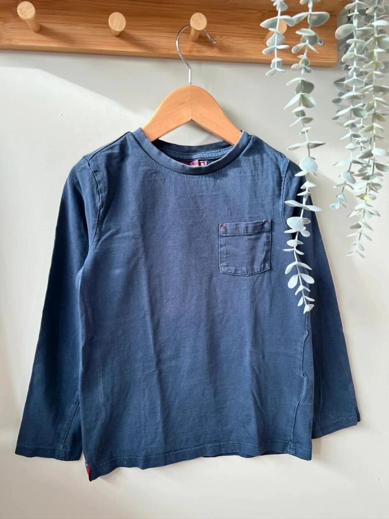 T-shirt manches longues bleu Sergent Major garçon 7 ans – Motif délicat