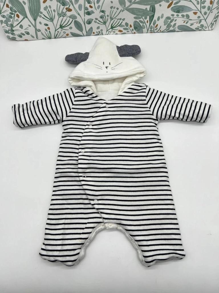Combinaison rayée Petit Bateau naissance mixte avec capuche – iconique & chaude Petit Bateau garçon ou fille
