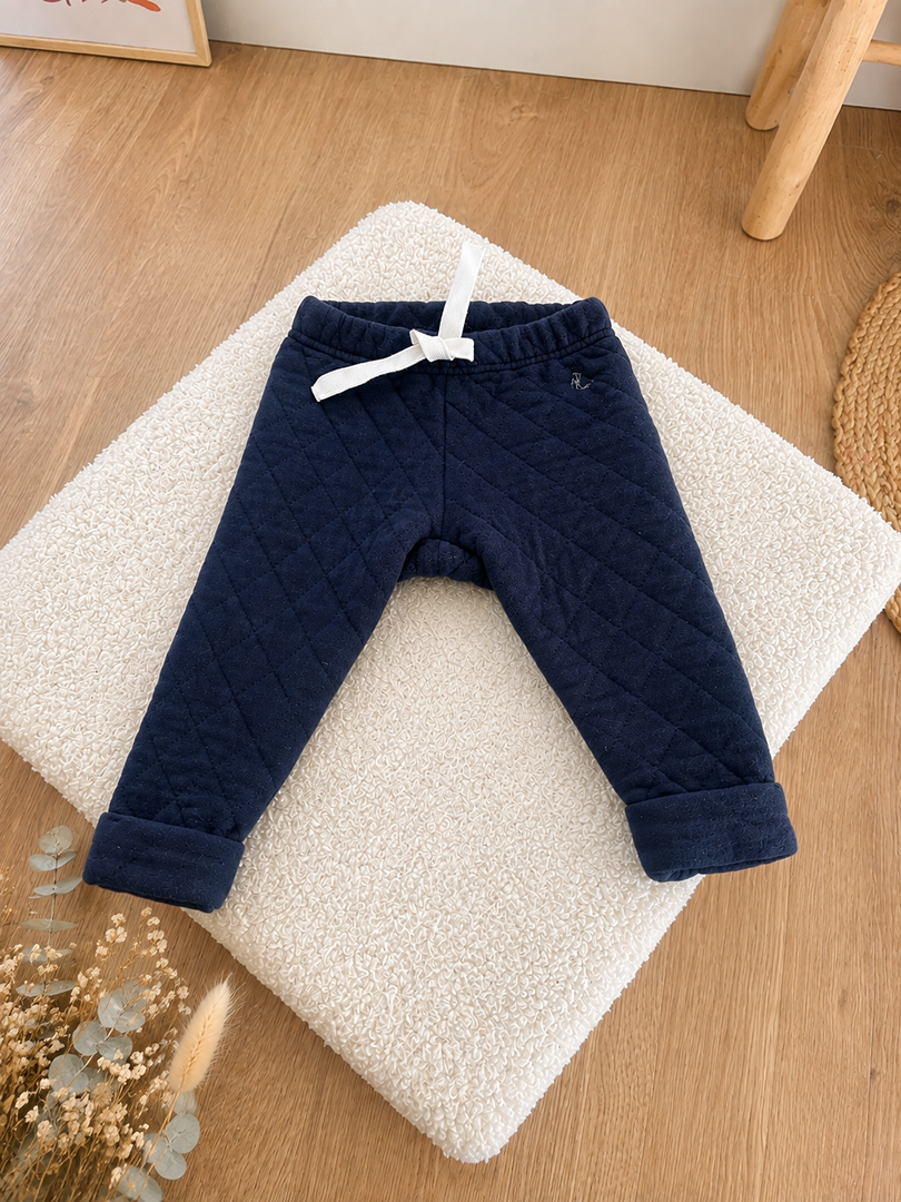Pantalon matelassé Petit Bateau 6 mois bleu marine garçon mi-saison