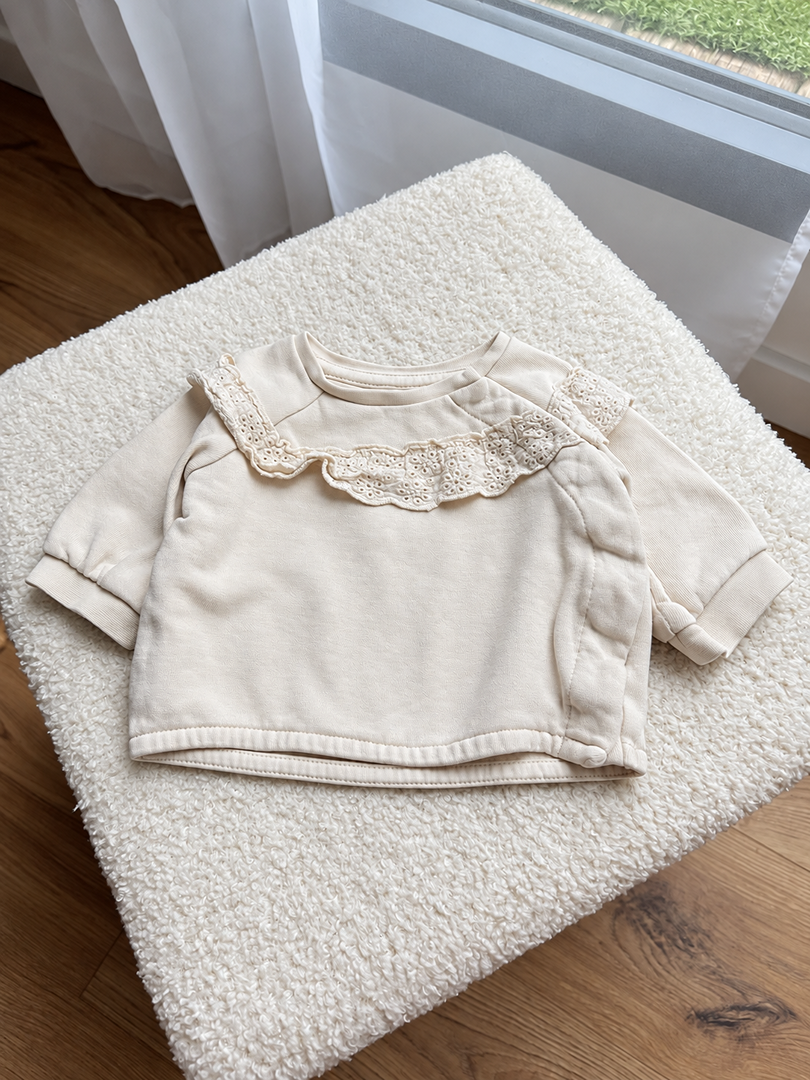 Sweat-shirt pull fille H&m crème mi-saison manches longues 1 mois